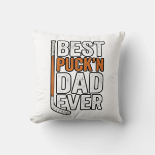 Best Puck'n Dad Ever Hockey Father Vector Design_1 Cushion