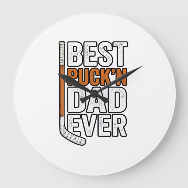 Best Puck'n Dad Ever Hockey Father Vector Design_1 Large Clock (Front)