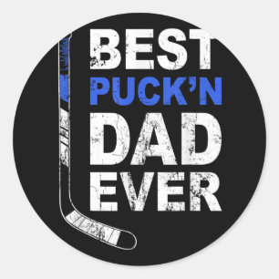 Best Puckn Dad Ever Shirt Men Hockey Daddy Fathers Classic Round Sticker