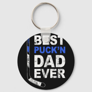 Best Puckn Dad Ever Shirt Men Hockey Daddy Fathers Key Ring