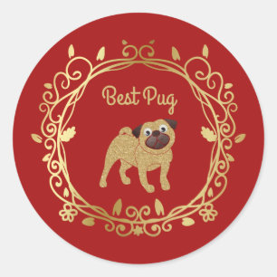 Best Pug Customisable Wedding Sticker