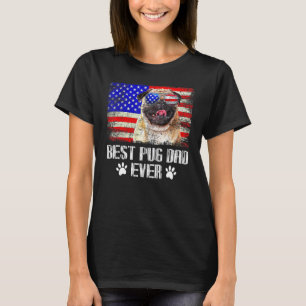 Best Pug Dad Ever American Flag Pug Dog T-Shirt