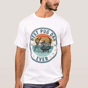 Best Pug Dad Ever Vintage Engraving Dog Shirt Desi