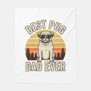 Best Pug Dad Ever Vintage Pug T-Shirt Design_1 Fleece Blanket