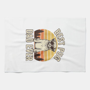Best Pug Dad Ever Vintage Pug T-Shirt Design_1 Tea Towel