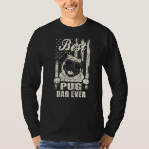 Best Pug Dad Ever Vintage Retro Flag Dog Dad T-Shirt