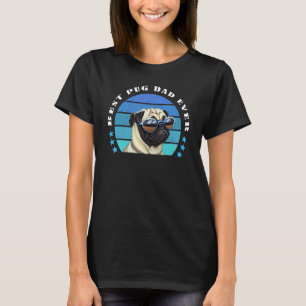 Best Pug Dad Ever Vintage Sunset Dutch Bulldog Pug T-Shirt