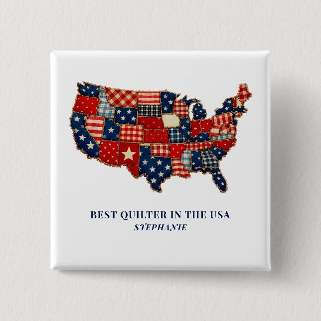 Best Quilter in the USA Personalised Patchwork 15 Cm Square Badge (Front)