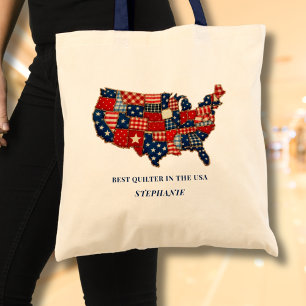 Best Quilter in the USA Personalised Patchwork Tote Bag