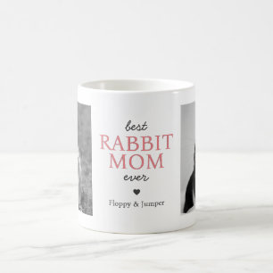 Best Rabbit Mum Ever Photo Collage with Pink Text Coffee Mug