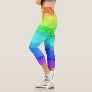 Best Rainbow And Watercolor  Capri Leggings