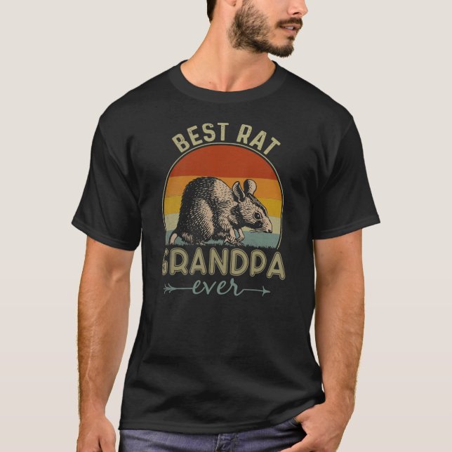 Best Rat Grandpa Ever Retro Rat Graphic Father's T-Shirt (Front)