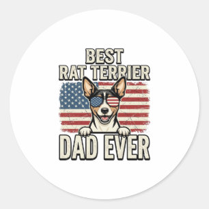 Best Rat Terrier Dad Ever Patriotic Dog Shirt Desi Classic Round Sticker