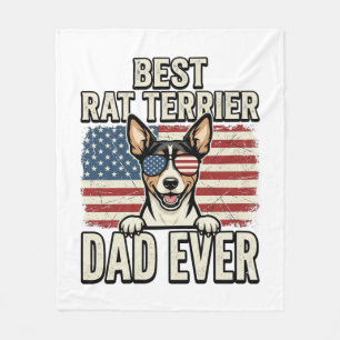 Best Rat Terrier Dad Ever Patriotic Dog Shirt Desi Fleece Blanket
