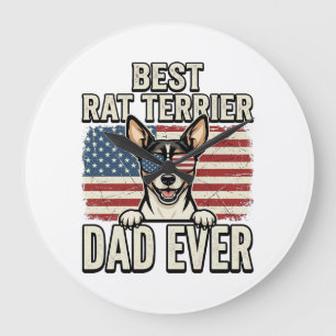 Best Rat Terrier Dad Ever Patriotic Dog Shirt Desi Large Clock