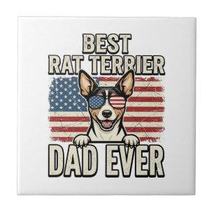 Best Rat Terrier Dad Ever Patriotic Dog Shirt Desi Tile