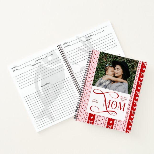 Best Recipes Mom Photo Coquette Stripes Pattern Notebook (Inside)