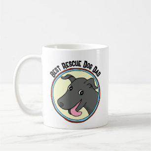 Best Rescue Dog Dad/Mom Custom Text Black Dog  Coffee Mug