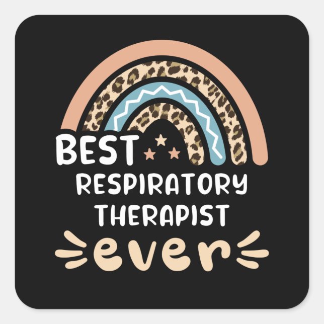 Best Respiratory Therapist ever Leopard Rainbow Gi Square Sticker (Front)