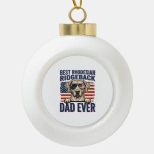 Best Rhodesian Ridgeback Dad Ever Vintage Dog Shir Ceramic Ball Christmas Ornament