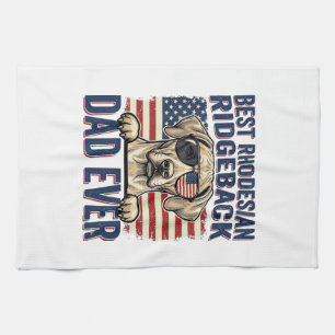 Best Rhodesian Ridgeback Dad Ever Vintage Dog Shir Tea Towel