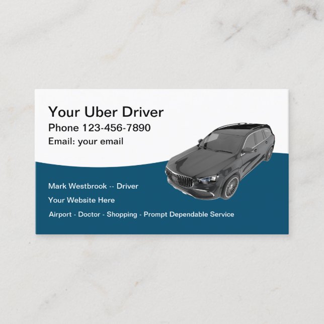 Best Ride Hailing Service Taxi Service Business Card (Front)