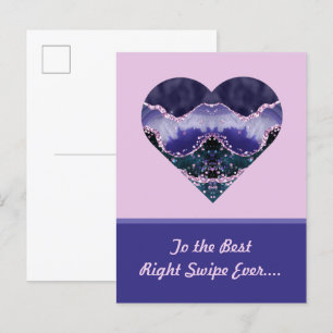 Best Right Swipe Purple Watercolor Heart Valentine Postcard