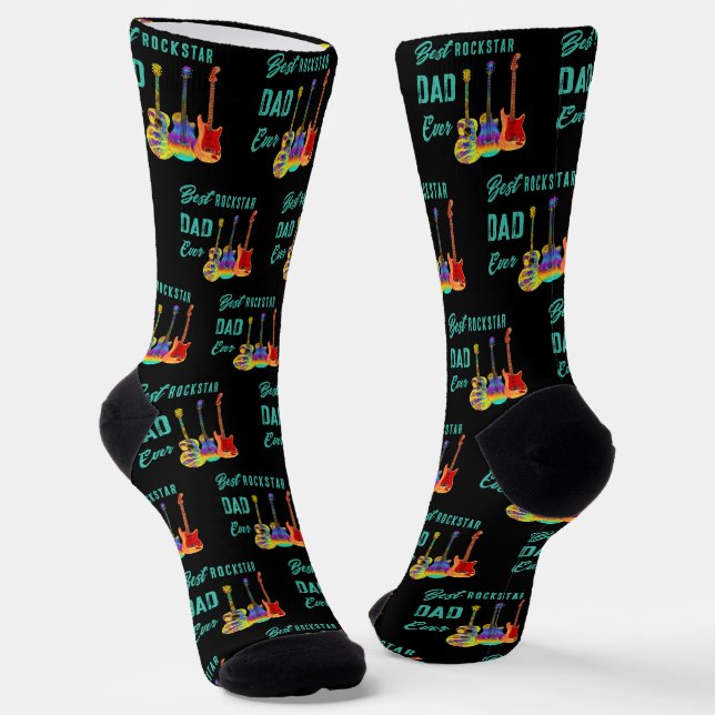 Best Rockstar Dad Ever Guitar Socks (Angled)