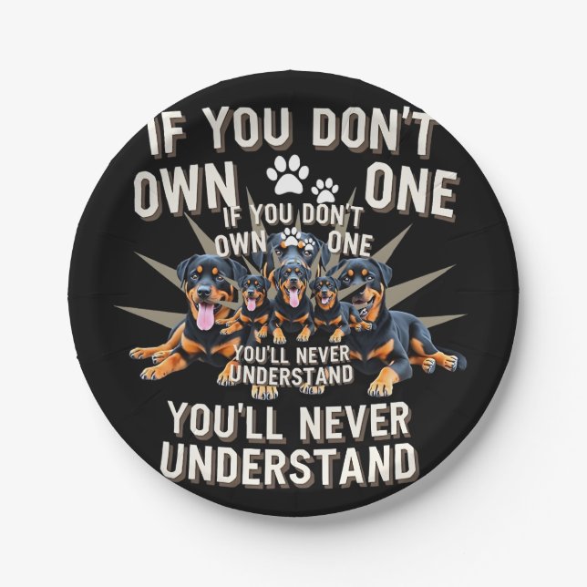 Best Rottweiler Art For Men Women Kids Rottie Rott Paper Plate (Front)