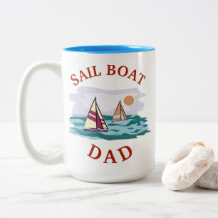 Best "SAIL BOAT DAD" Ever!  Father's Day Two-Tone Coffee Mug