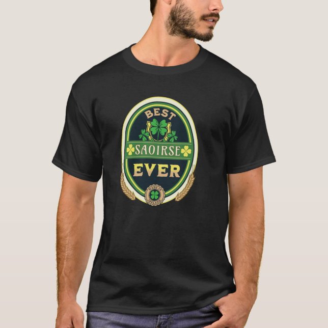 Best Saoirse Ever Personal Name Irish Retro Beer L T-Shirt (Front)