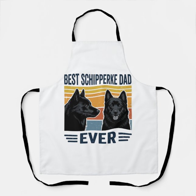 Best Schipperke Dad Ever Retro Dog Vector Design_1 Apron (Front)