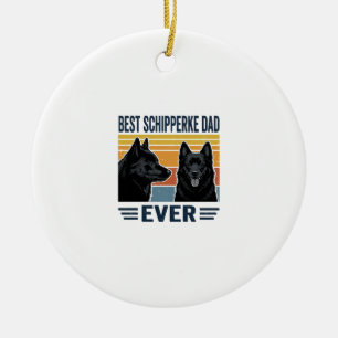 Best Schipperke Dad Ever Retro Dog Vector Design_1 Ceramic Tree Decoration