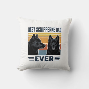 Best Schipperke Dad Ever Retro Dog Vector Design_1 Cushion
