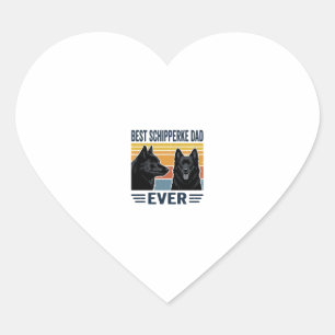 Best Schipperke Dad Ever Retro Dog Vector Design_1 Heart Sticker