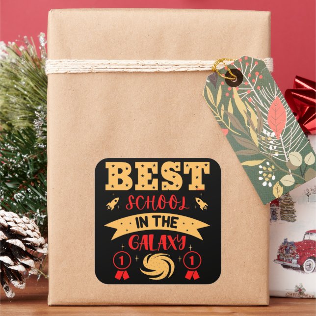 BEST SCHOOL IN THE GALAXY funny cute               Square Sticker (Holiday)