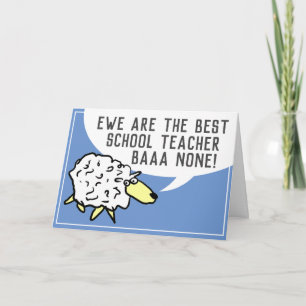 Best School Teacher Bar None - Sheep Pun Card