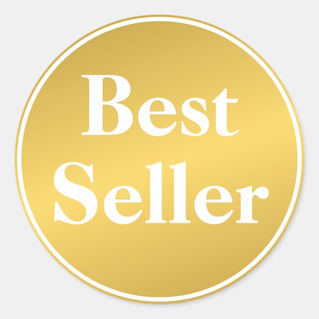 Best Seller Gold White Classic Round Sticker (Front)