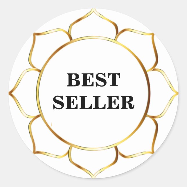 Best Seller Golden Lotus Flower Classic Round Sticker (Front)