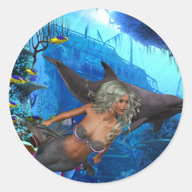 Best Seller Merrow Mermaid Classic Round Sticker (Front)