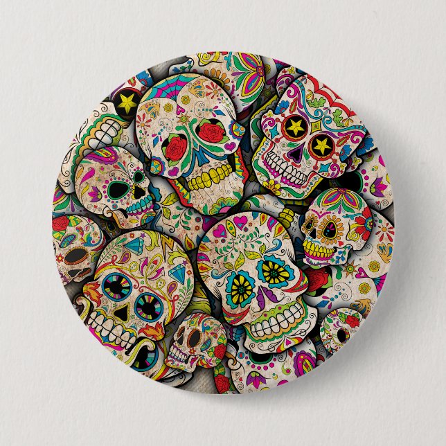 Best Selling Sugar Skull Pattern 7.5 Cm Round Badge (Front)
