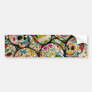 Best Selling Sugar Skull Pattern Bumper Sticker