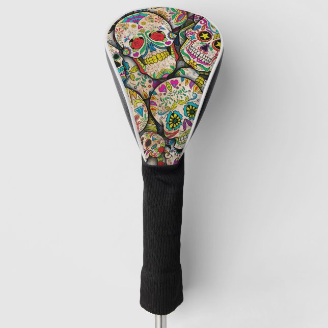 Best Selling Sugar Skull Pattern Golf Head Cover (Front)