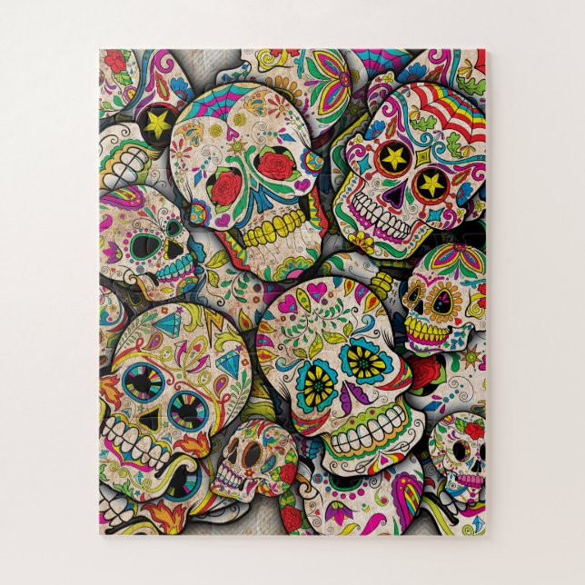 Best Selling Sugar Skull Pattern Jigsaw Puzzle (Vertical)