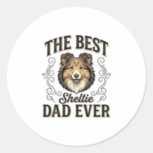 Best Sheltie Dad Ever Vintage Dog Lover Design_1 Classic Round Sticker