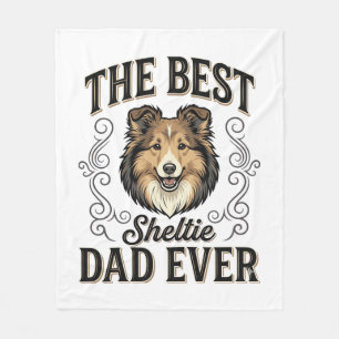 Best Sheltie Dad Ever Vintage Dog Lover Design_1 Fleece Blanket