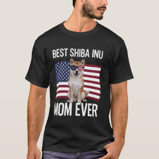 Best Shiba Inu Mum Ever 4th of July Patriotic Dog T-Shirt