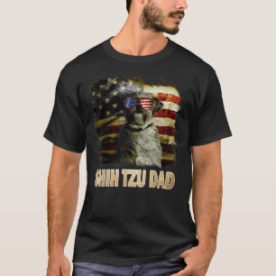 Best Shih Tzu Dad Ever American Flag 4th Of July D T-Shirt