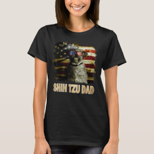 Best Shih Tzu Dad Ever American Flag 4th Of July D T-Shirt