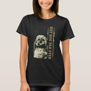 Best Shih Tzu Dad Ever Camo American Flag Dog Dad T-Shirt